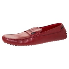 Tod's For Ferrari Red Leather Slip On Loafers Size 47