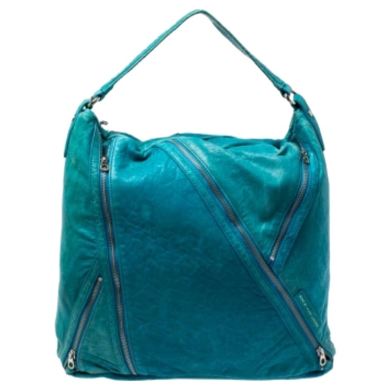 Marc by Marc jacobs - Hobo con zip in pelle blu Leola in vendita