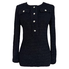 Chanel New CC Buttons Black Tweed Jumper 40 FR