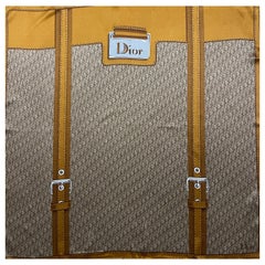 Christian Dior Brown and Monogram Silk Scarf