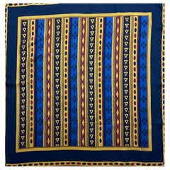 Christian Dior Blue And Yellow Silk Scarf