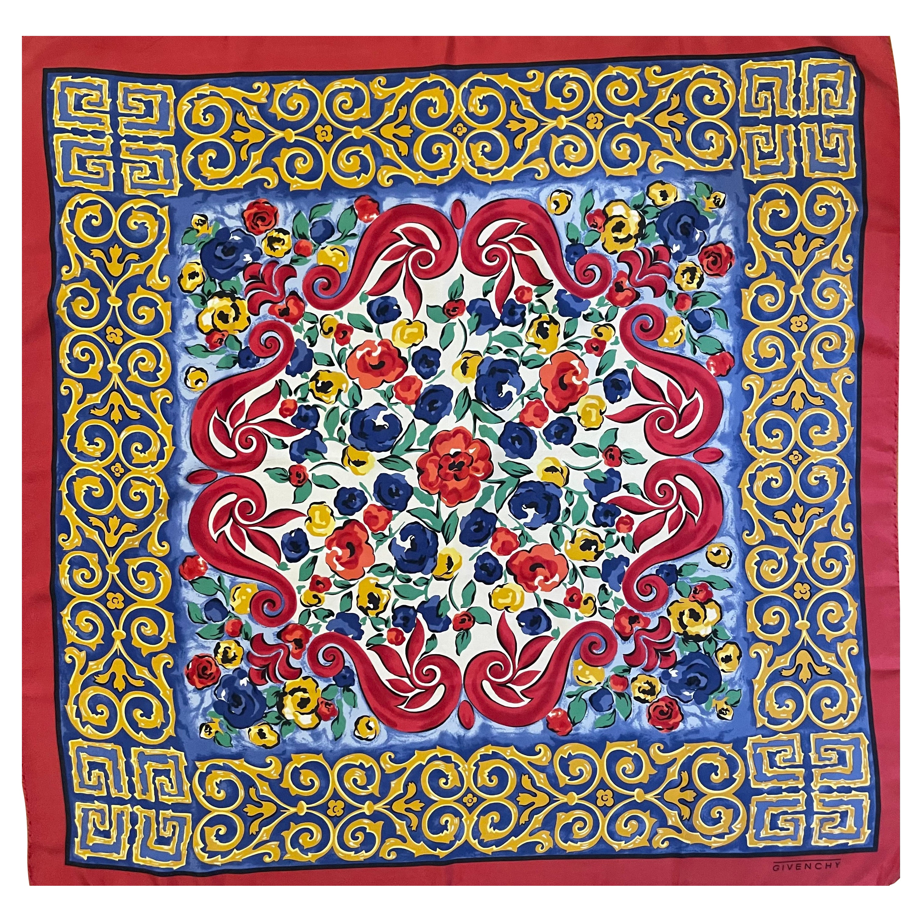 Givenchy Silk Scarf Red and Flower