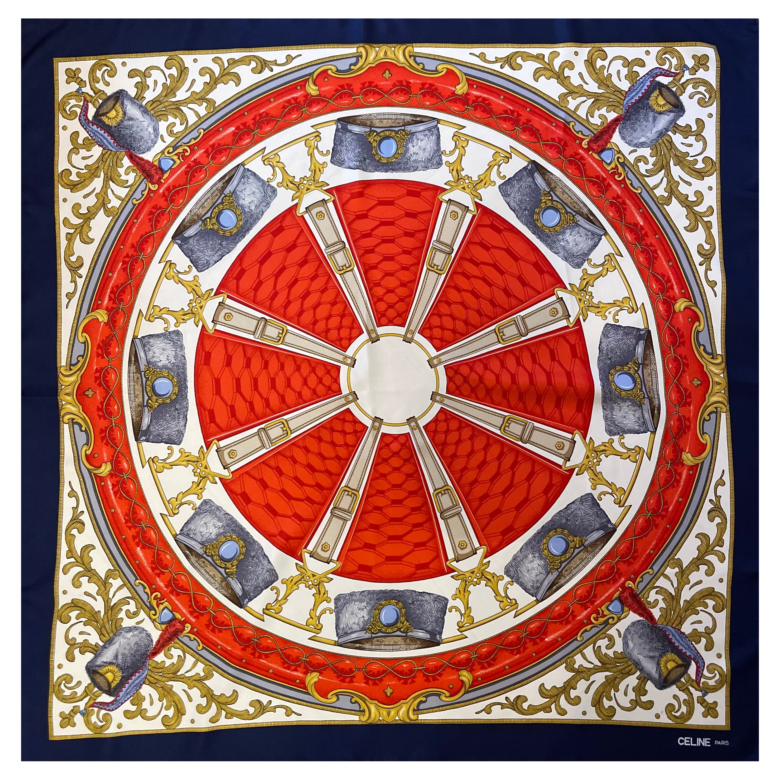 Céline Paris Silk Scarf "Wheels of Hat"