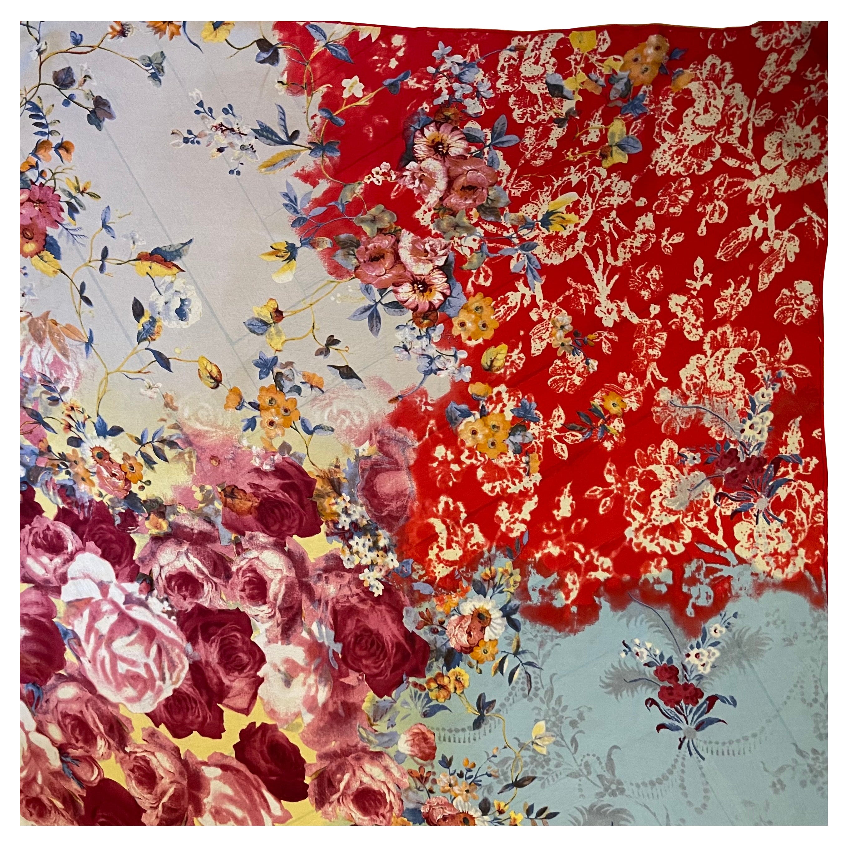 Christian Dior Floral Silk Scarf