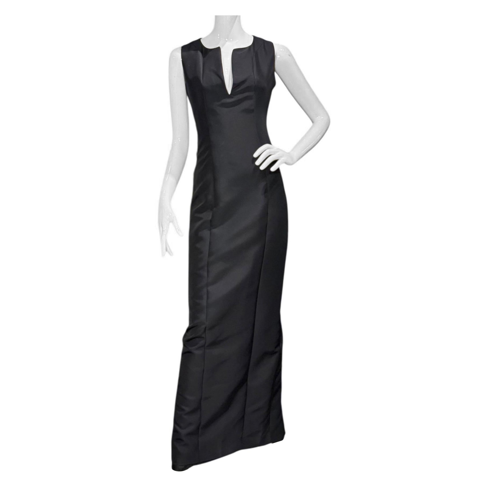 Robe de soirée Gucci by Tom Ford 1999 en soie noire à col en V