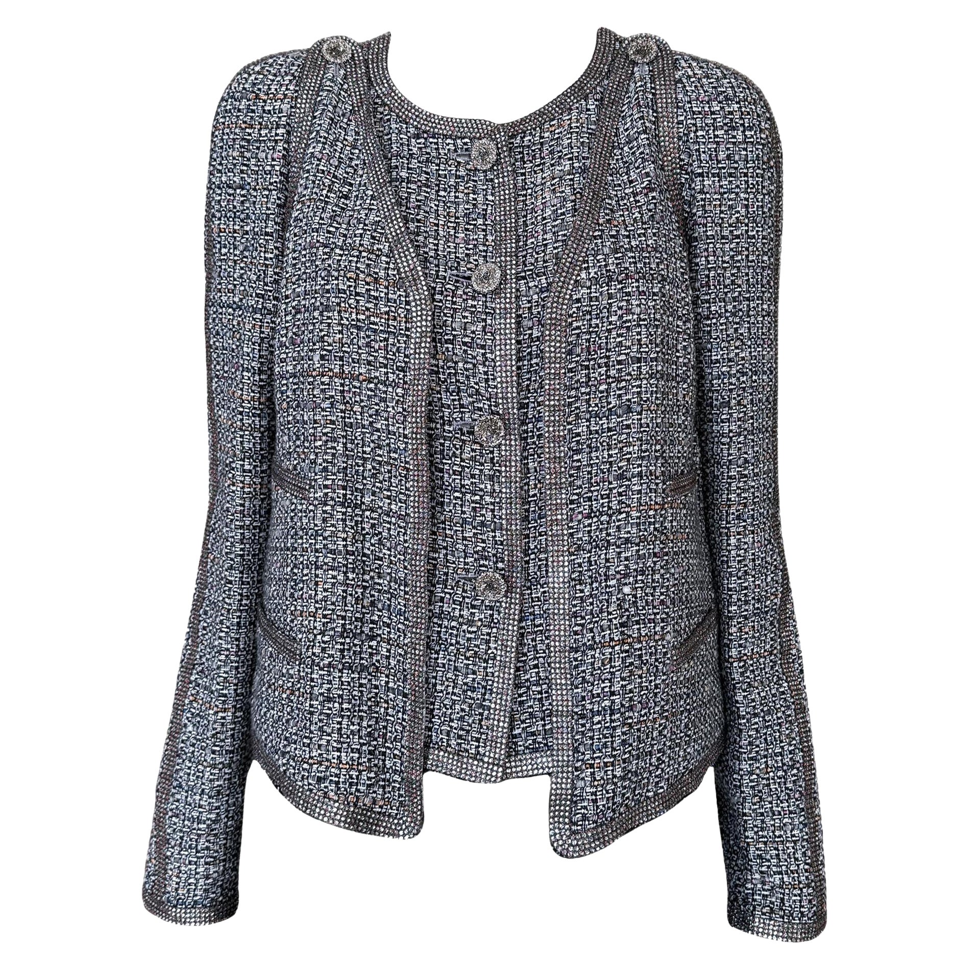 Chanel 14K$ Super Rare Jewell Detail Tweed Ensemble 36 FR in vendita