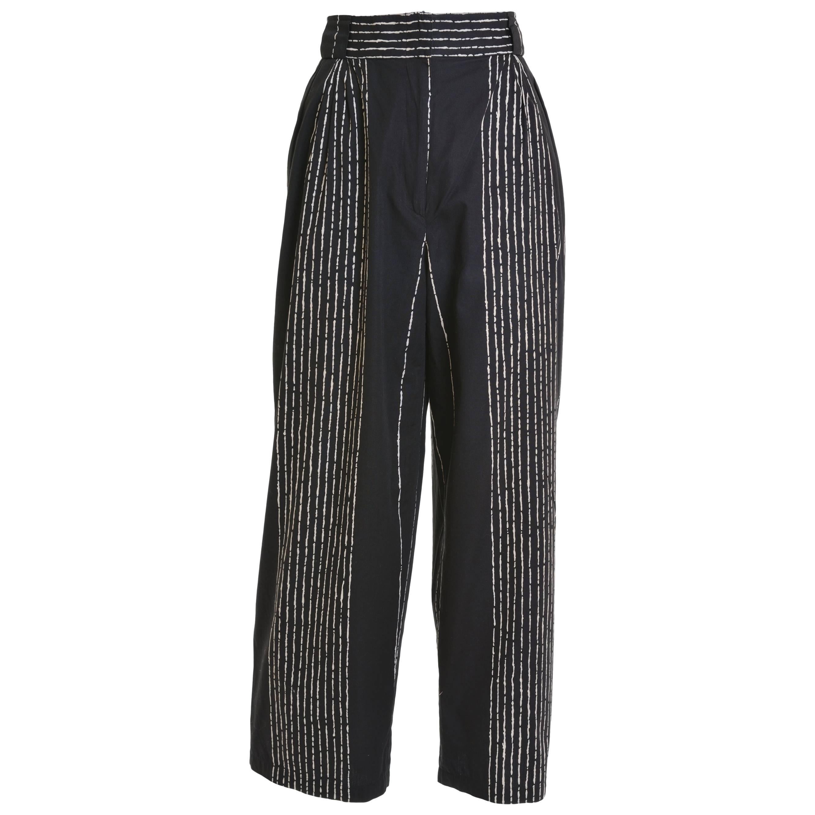 1980s GIANNI VERSACE Black Striped Cotton Pants