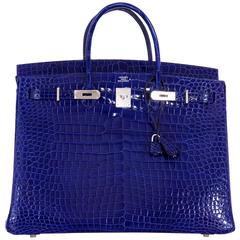 Hermes Birkin Bag 40cm Blue Electric Porosus Crocodile IMPOSSIBLE FIND! 11