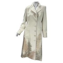 Rare Vintage Alexander McQueen Cashmere Coat with Fern Embroidery — Circa 2007
