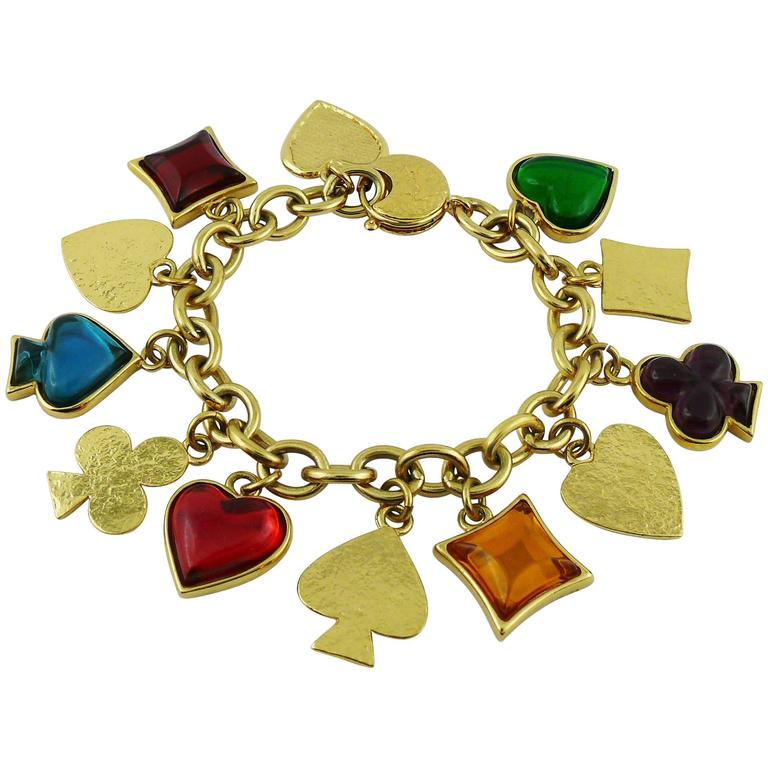 Yves Saint Laurent YSL Vintage Rare Gambler Charm Bracelet at 1stDibs
