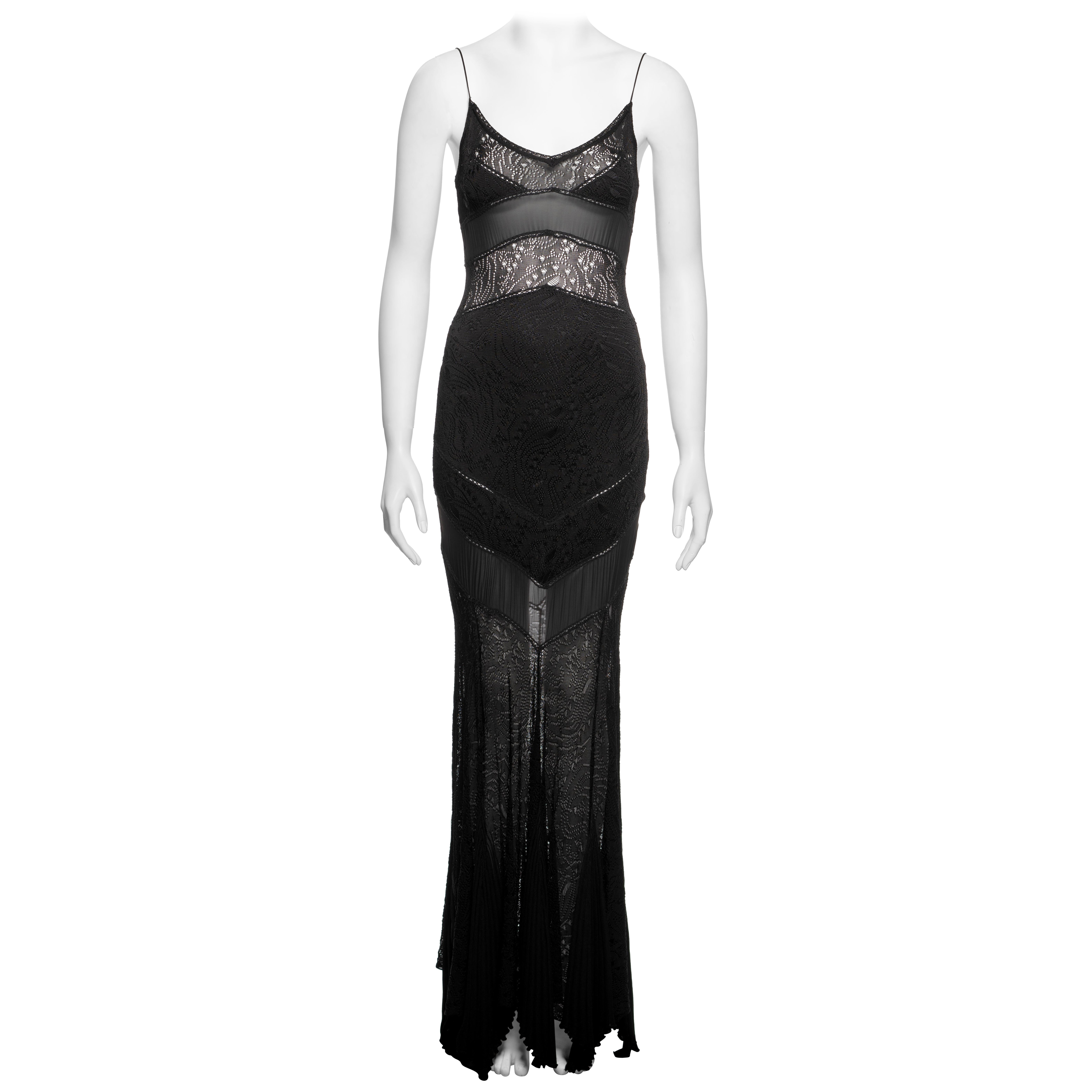 Christian Dior by Joh Galliano Maxi abito in maglia a punta nera, SS 2004 in vendita
