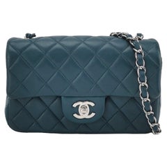 Chanel Classic Flap Rectangular Mini Teal Green Lambskin 2020