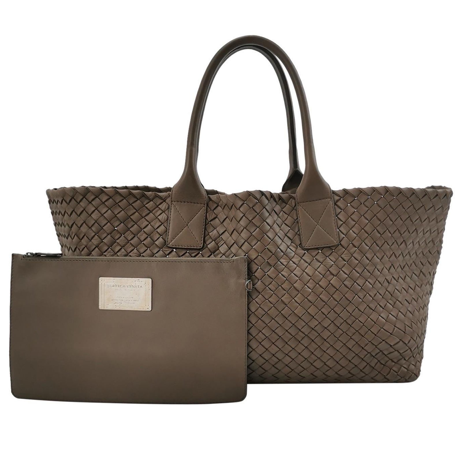 Bottega Veneta Cabat Large Intreccio Leather Tote Bag Grey 40-43cm