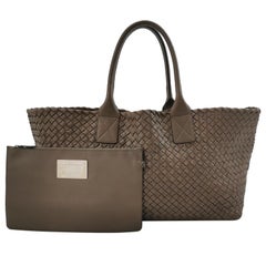 Bottega Veneta Cabat Large Intreccio Leather Tote Bag Grey 40-43cm