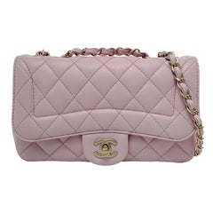 Chanel Diana Flap Piccola Rosa in pelle di agnello Doppia Catena Hardware Oro 2015-20