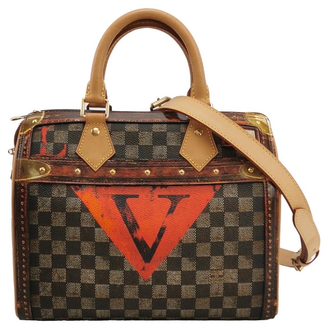 Louis Vuitton Speedy 25 Bandouliere Damier Ebene Time Trunk Brown Multicolor
