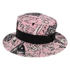 Sombrero de algodón rosa y negro de Chanel, 1993
