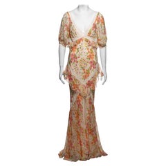 Christian Galliano for Christian Dior con abito floreale in seta e pizzo di cotone, SS 2005