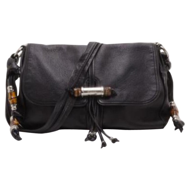 Gucci Black Leather Jungle Messenger en vente