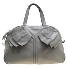 Yves Saint Laurent Grey Leather Large Obi Bowler Bag