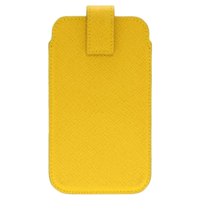 Smythson Yellow Leather Phone Case