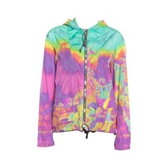 Prada Sport Multicolor Printed Zip Front Belted Hooded Jacket M