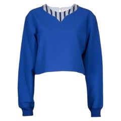 Roksanda Ilincic Blue Oversized Long Sleeve Crop Top M