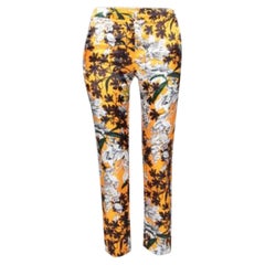MSGM Orange Floral Print Sateen Relaxed Fit Tapered Trousers S