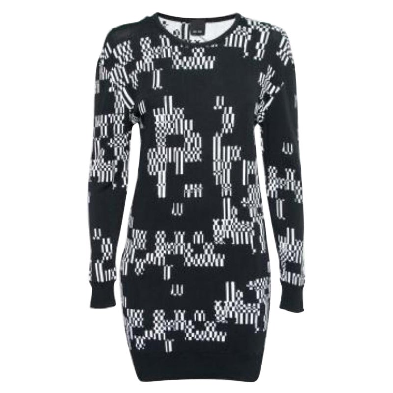 Josh Goot Monochrome Pixel Intarsia Knit Glitch Sweater Dress XS en venta