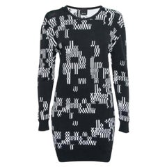 Josh Goot Monochrome Pixel Intarsia Knit Glitch Sweater Dress XS