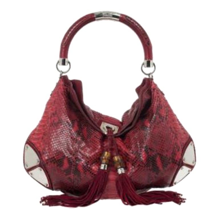 Gucci Borsa a manico superiore Babouska Indy grande in pitone rosso oro in vendita