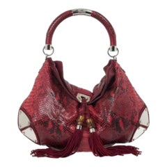 Gucci Gold Red Python Large Babouska Indy Top Handle Bag