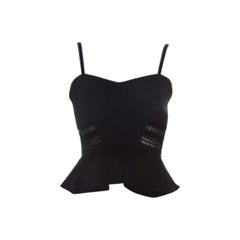 Jonathan Simkhai Black Crepe and Bonded Lace Peplum Cropped Top M