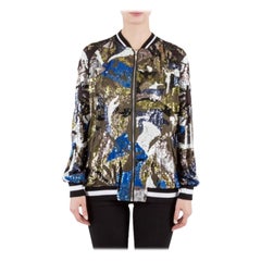 Amen Multicolor Sequin Embellished Satin Bomber Jacket M