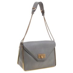 Chloe Grey Pebbled Leather Medium Sally Flap Shoulder Bag