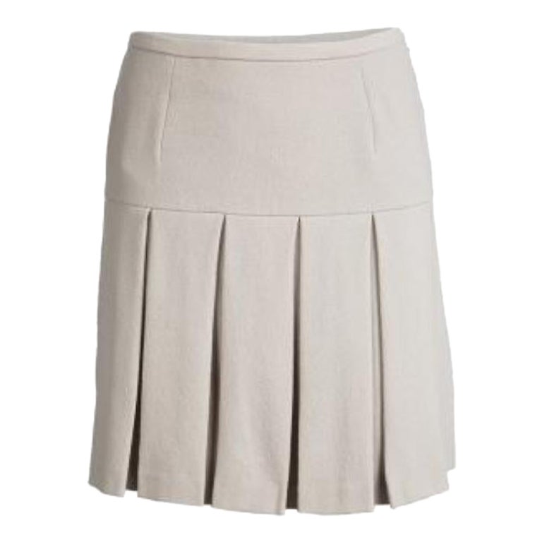 Ermanno Scervino Beige Wool Pleated Mini Skirt S im Angebot