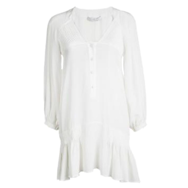 Ermanno Scervino Off White Seide Pintucked Detail Langarm-Tunika S