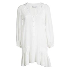 Ermanno Scervino Off White Silk Pintucked Detail Long Sleeve Tunic S