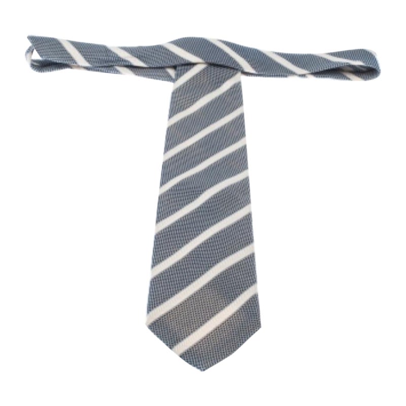 Boss By Hugo Boss Blau Weiß Texturierte Diagonalstreifen Seidenjacquard Klassische Krawatte
