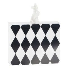 Cecilia Ma Black Diamond Print Acrylic Rabbit Box Clutch