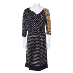 Dries Van Noten Multicolor Abstract Print Silk Sequinned Beaded Midi Dress M