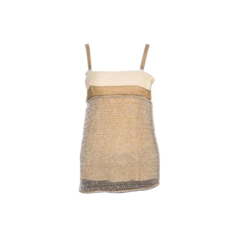 Balenciaga Ochre Yellow Embroidered Cotton Inlay Textured Camisole S en vente