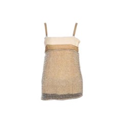 Balenciaga Ochre Yellow Embroidered Cotton Inlay Textured Camisole S