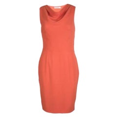 Dior Orange Silk Cowl Neck Sleeveless Dress M