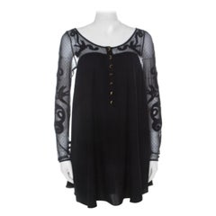 Temperley Black Silk Blend Embroidered Net Yoke Tunic S