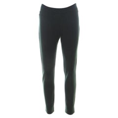 Max Mara Dark Green Patterned Knit Slim Fit Legging Trousers M