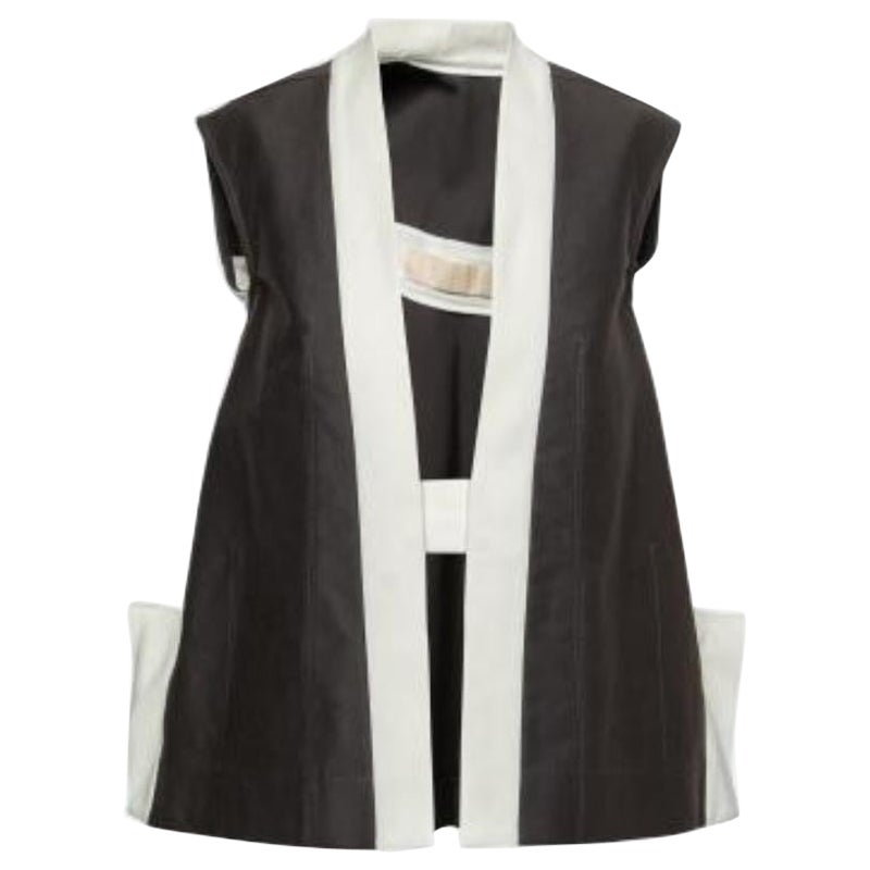 Rick Owens Darkdust Cotton Asymmetric Hem Contrast Trim Sleeveless Jacket S en venta