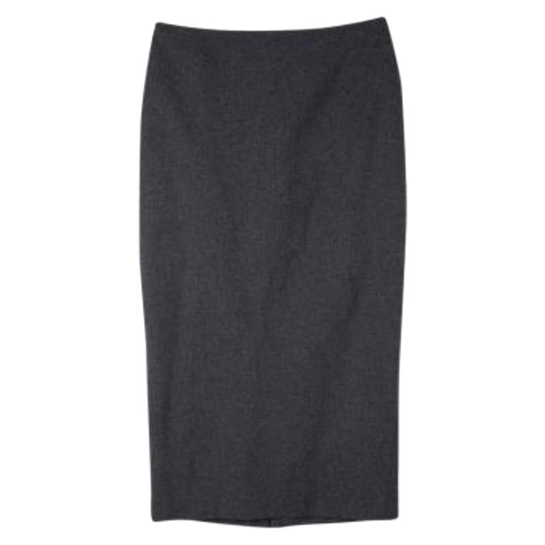 Ermanno Scervino Grey Wool Midi Pencil Skirt M en vente