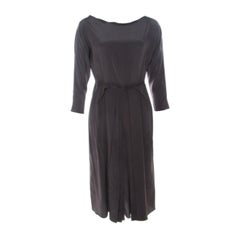 Roksanda Ilincic Gunmetal Grey Silk Pleated Skirt Backless Midi Dress M