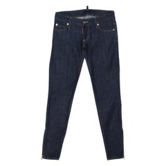 Dsquared2 Dark Wash Denim Crystal Embellished Badge Detail Tapered Jeans S